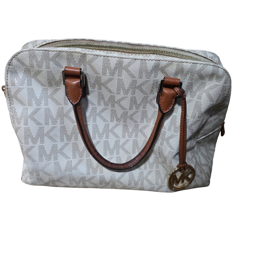 Michael Kors White and Brown Crossbody Bag